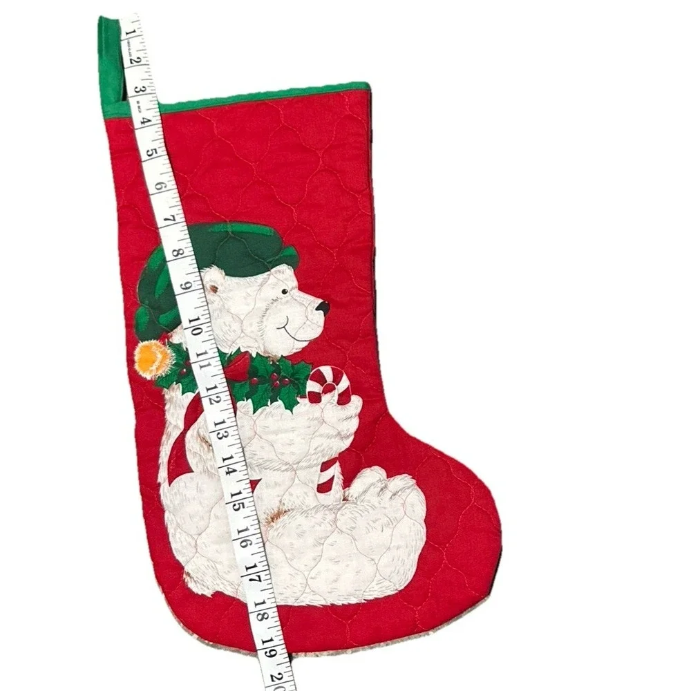 Vintage Handmade Quilted Christmas Stocking 14